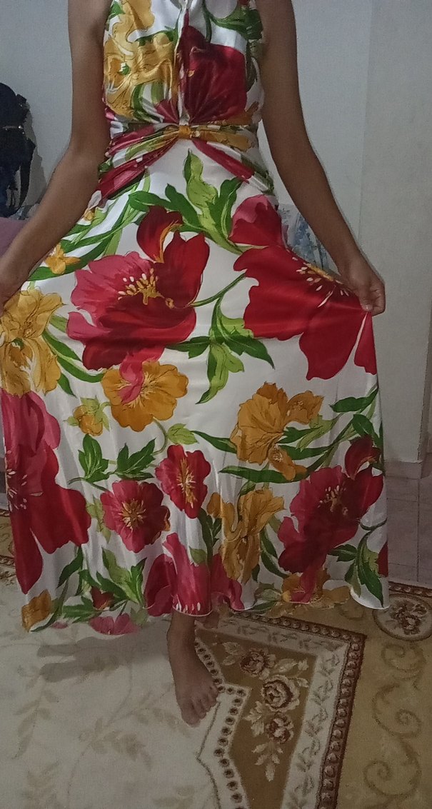 Çiçek Desenli Uzun Straplez Bohem Elbise - Görsel 5