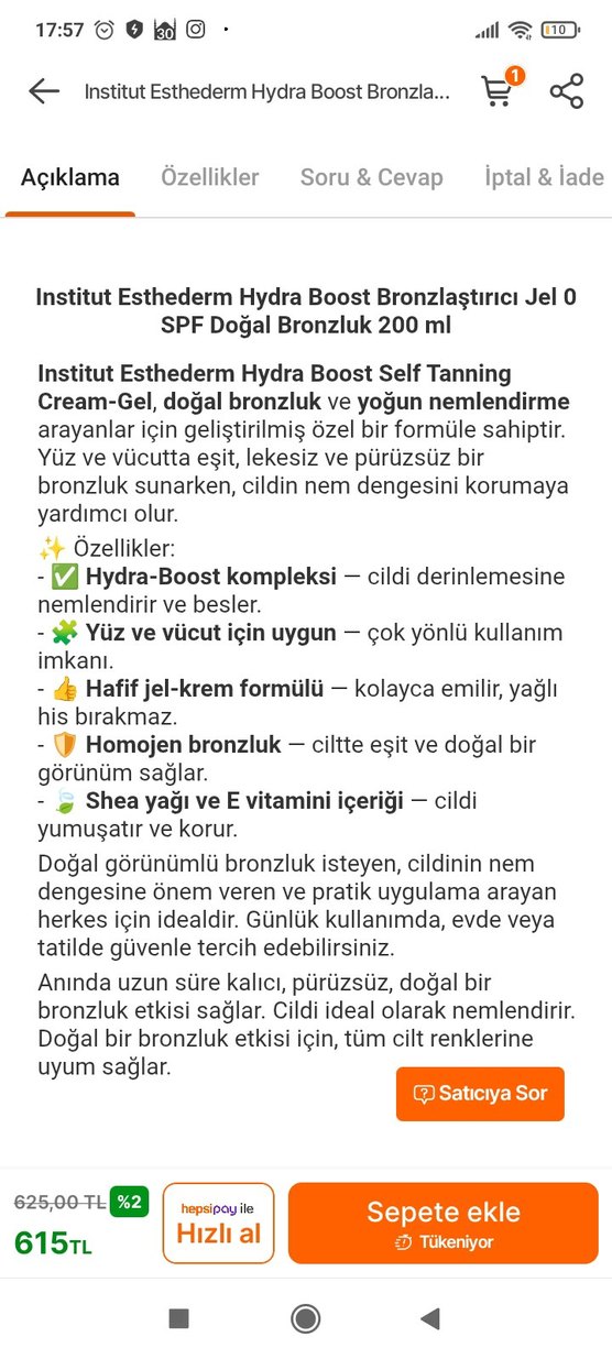Esthederm Anında Etkili Güneşsiz Bronzlaştırıcı Jel-Krem 200ml - Görsel 5