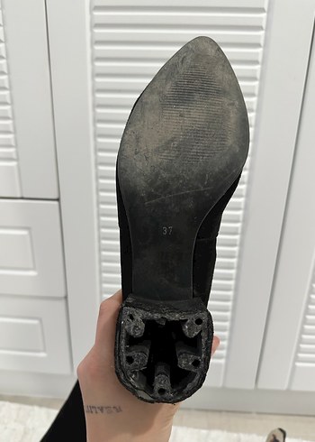 Siyah Süet Dizüstü Stiletto çizme - Görsel 3