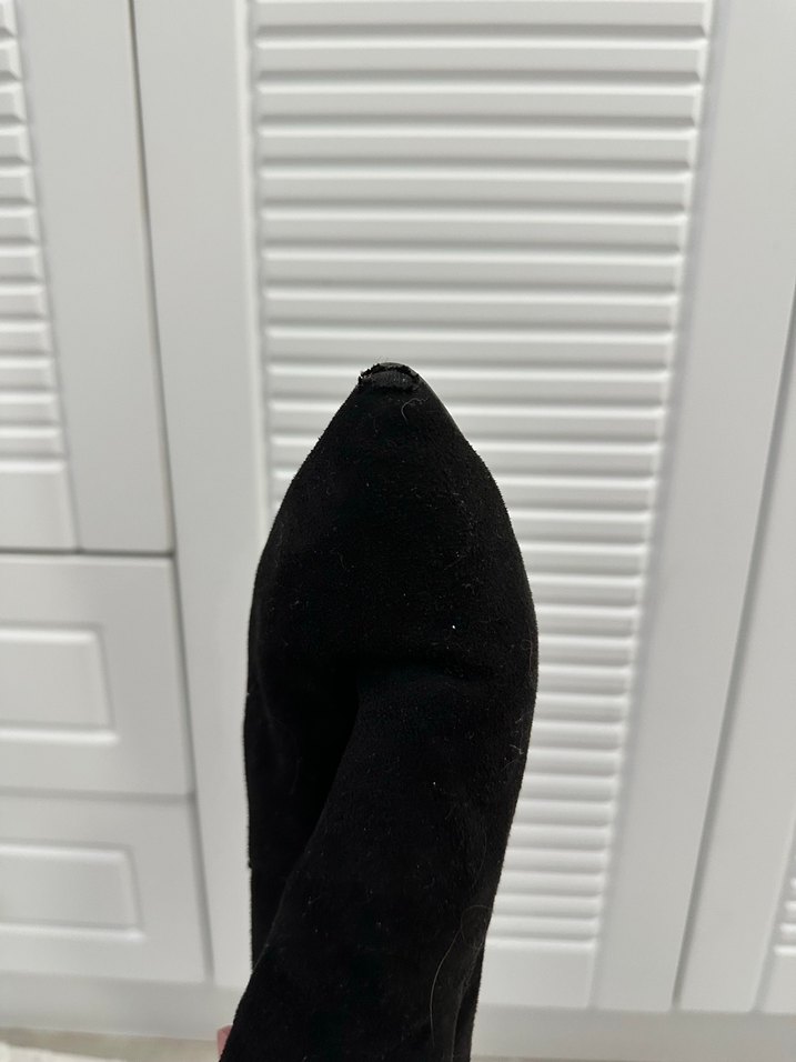 Siyah Süet Dizüstü Stiletto çizme - Görsel 4