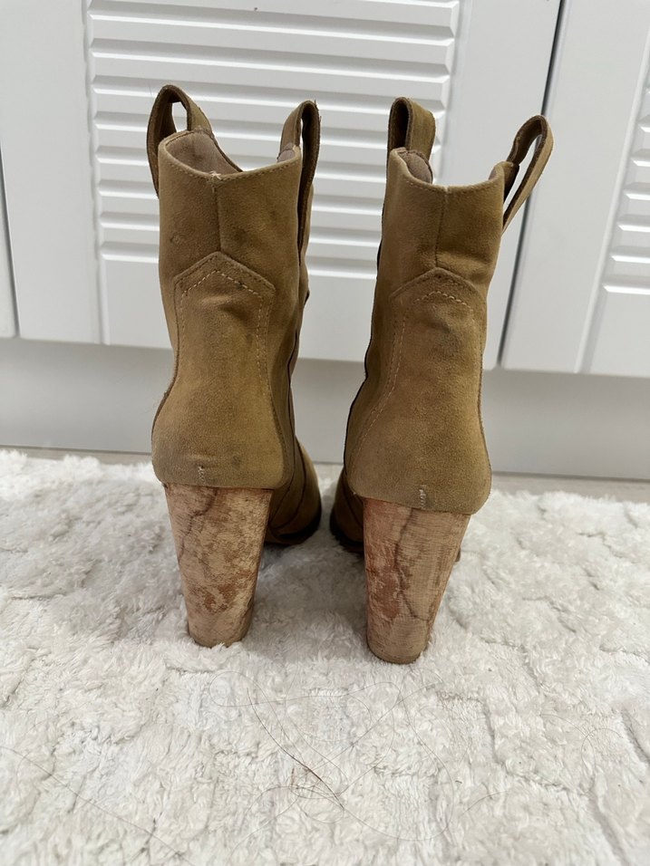 Bej Süet Kadın Topuklu Bot - Görsel 3