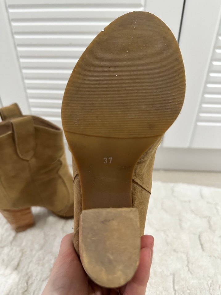 Bej Süet Kadın Topuklu Bot - Görsel 5