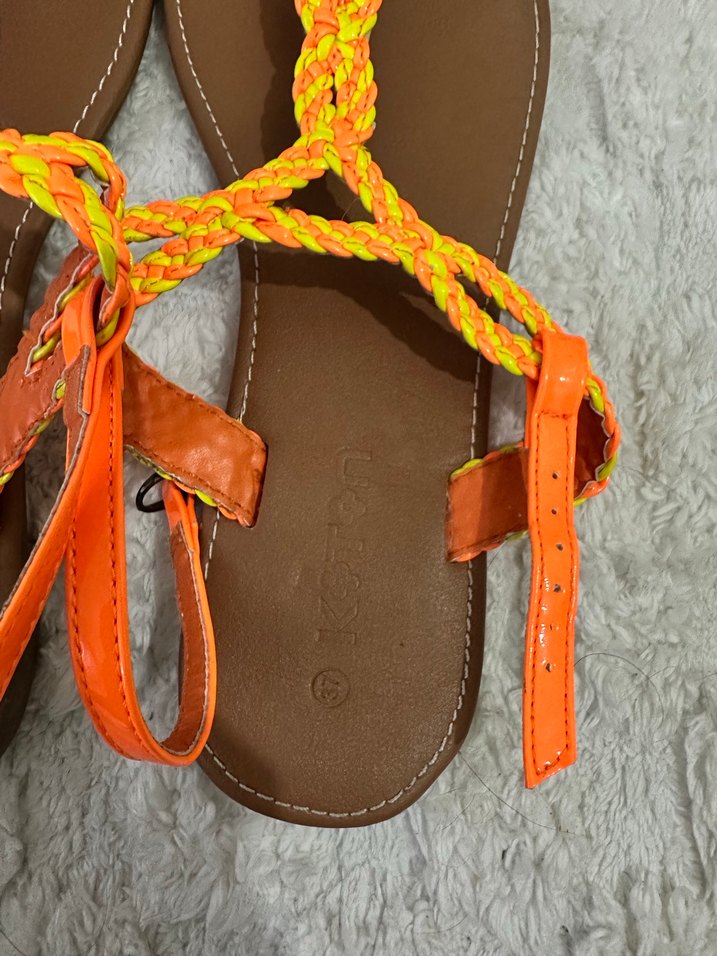 Renkli Örgü Bantlı Kadın Sandalet - Görsel 2