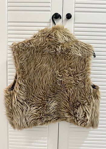 Kahverengi Kürklü Kadın peluş Yelek - Görsel 2