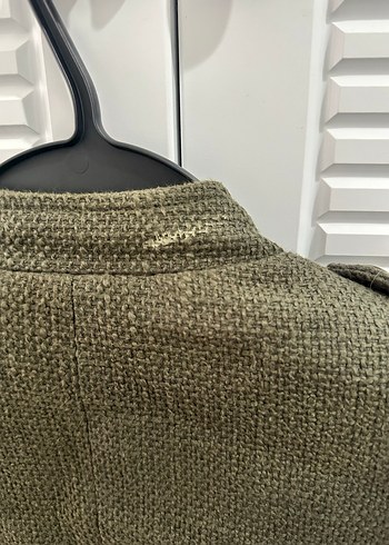 Düğmeli Keten Midi Kadın Ceket - Görsel 3