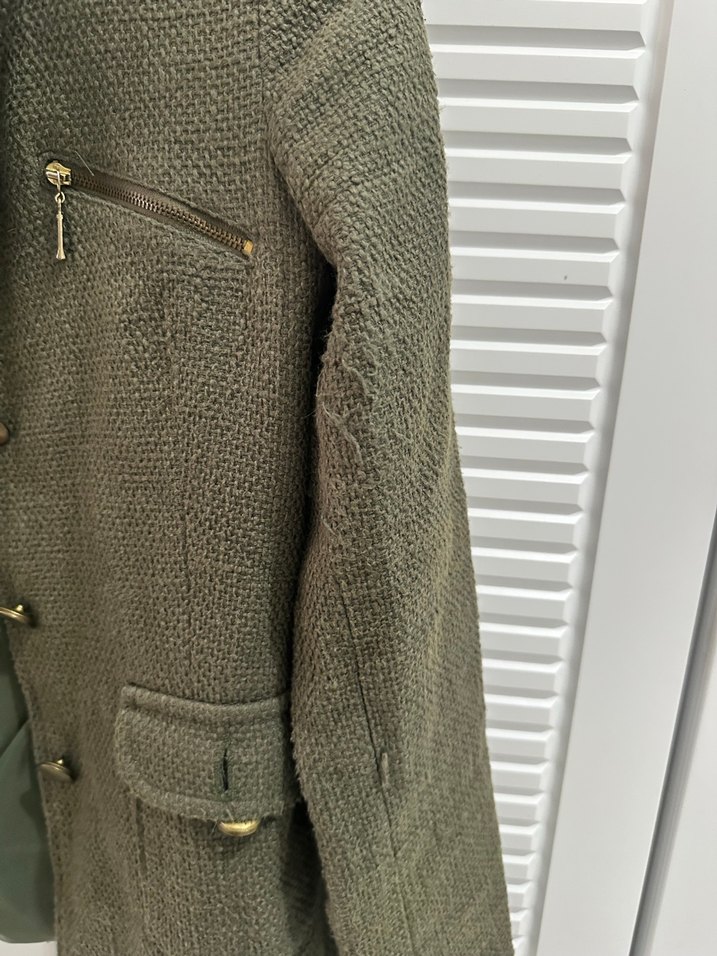 Düğmeli Keten Midi Kadın Ceket - Görsel 5