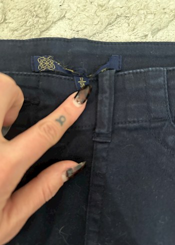 Düğmeli Lacivert Mini Kot Etek - Görsel 2