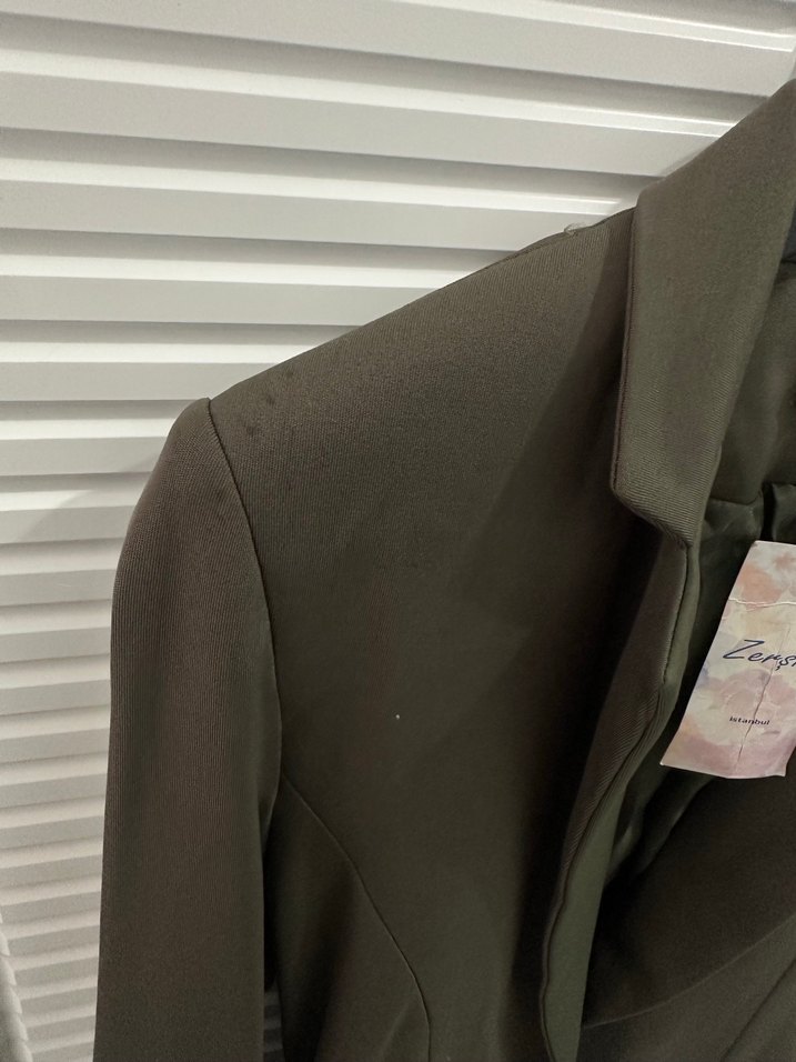 Düğmeli Haki Kadın Blazer Ceket - Görsel 3