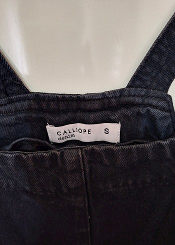 Siyah Denim Kısa Tulum Elbise - Görsel 2