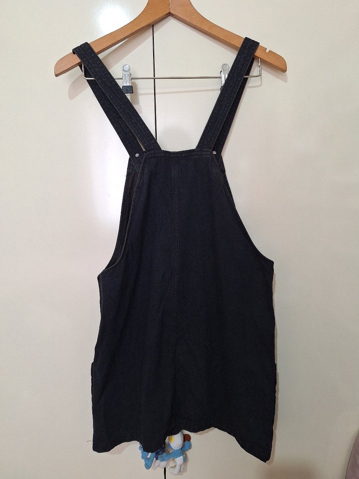 Siyah Denim Kısa Tulum Elbise - Görsel 3