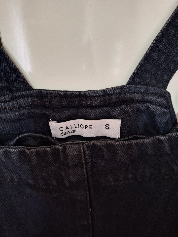 Siyah Denim Kısa Tulum Elbise - Görsel 2