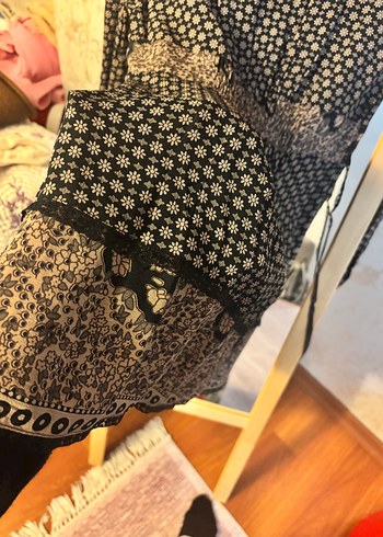 Dantel Detaylı Siyah Bohem elbise - Görsel 7