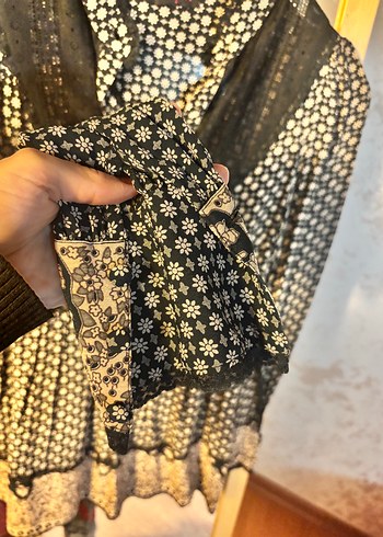 Dantel Detaylı Siyah Bohem elbise - Görsel 5