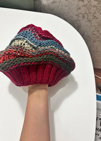 Renkli Örgü Bohem Kadın Bere - Görsel 4