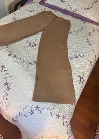 Bej Kadın triko Pantolon, Dökümlü, Rahat Kesim - Görsel 6