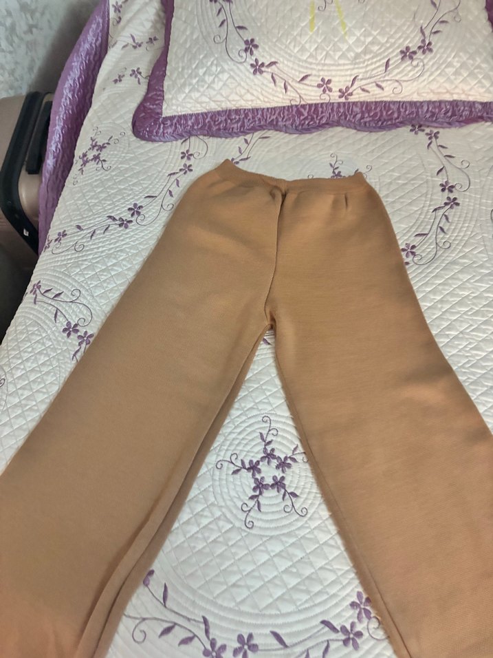 Bej Kadın triko Pantolon, Dökümlü, Rahat Kesim - Görsel 2