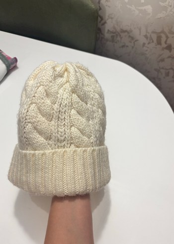 Kadın Örgü Beyaz Bere - Görsel 3