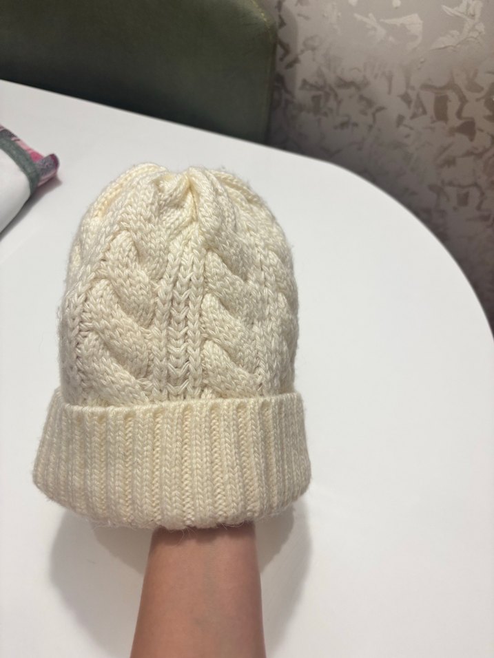 Kadın Örgü Beyaz Bere - Görsel 3