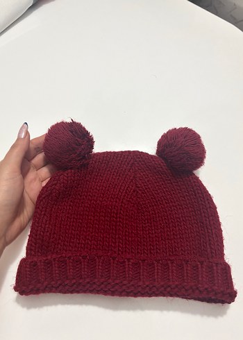 Bordo Ponponlu Kadın Örgü Bere - Görsel 5