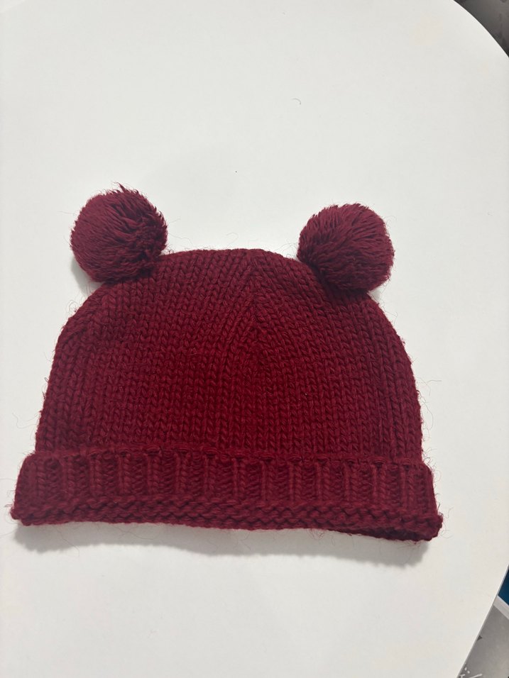 Bordo Ponponlu Kadın Örgü Bere - Görsel 4