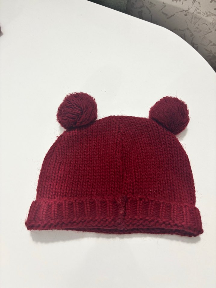 Bordo Ponponlu Kadın Örgü Bere - Görsel 3