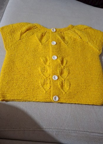 Sarı Örgü Kız Çocuk Kısa Kollu yelek - Görsel 2