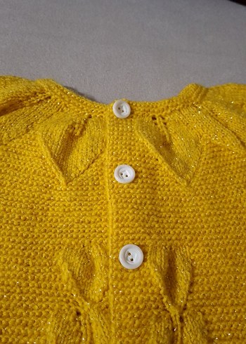 Sarı Örgü Kız Çocuk Kısa Kollu yelek - Görsel 3