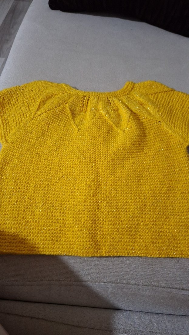 Sarı Örgü Kız Çocuk Kısa Kollu yelek - Görsel 4