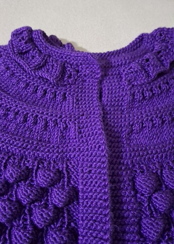 Mor Renkli Kız Çocuk Örgü yelek - Görsel 2