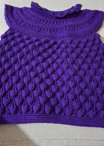 Mor Renkli Kız Çocuk Örgü yelek - Görsel 4