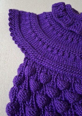 Mor Renkli Kız Çocuk Örgü yelek - Görsel 3