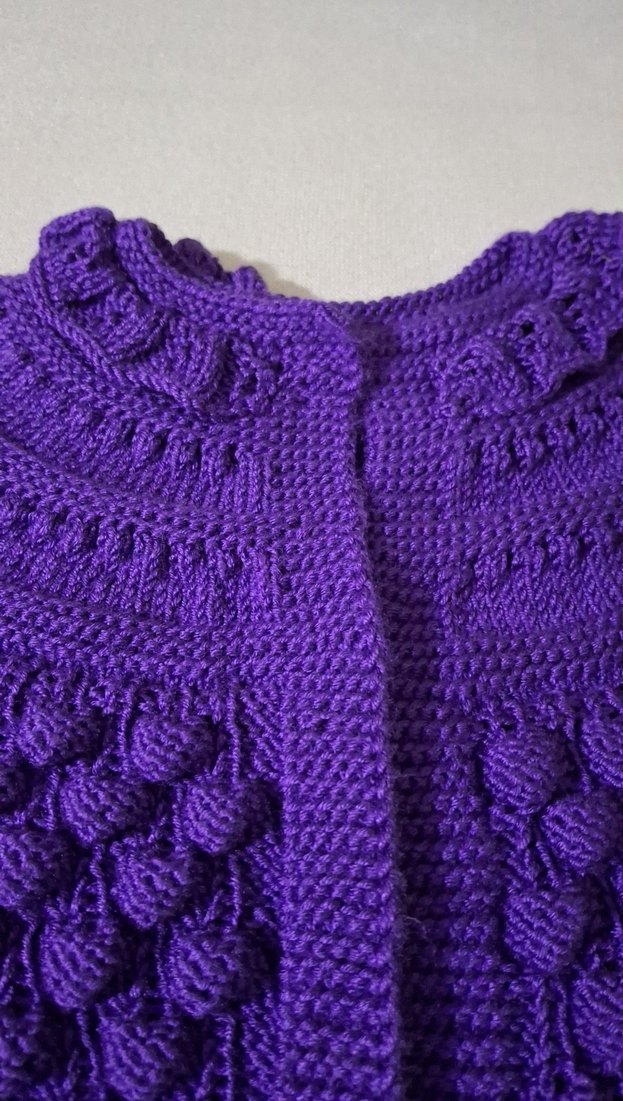 Mor Renkli Kız Çocuk Örgü yelek - Görsel 2