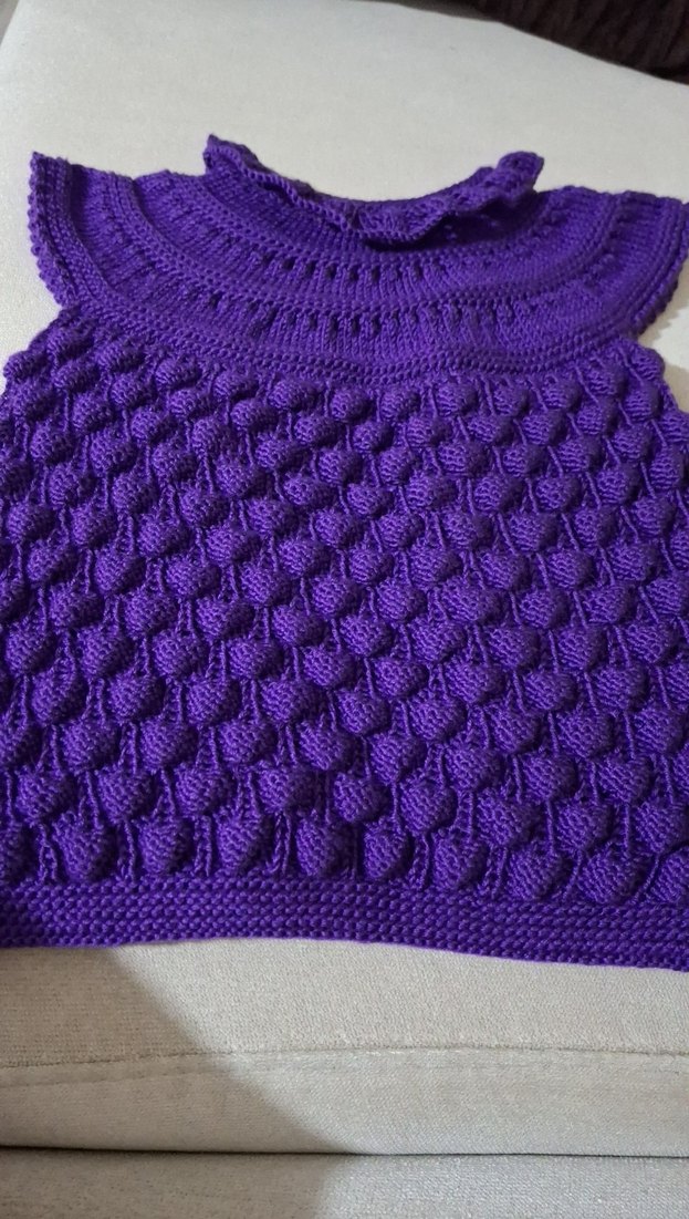 Mor Renkli Kız Çocuk Örgü yelek - Görsel 4