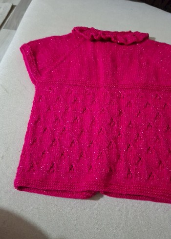 Kız Çocuk şeker Pembe Örgü Kolsuz Hırka - Görsel 3