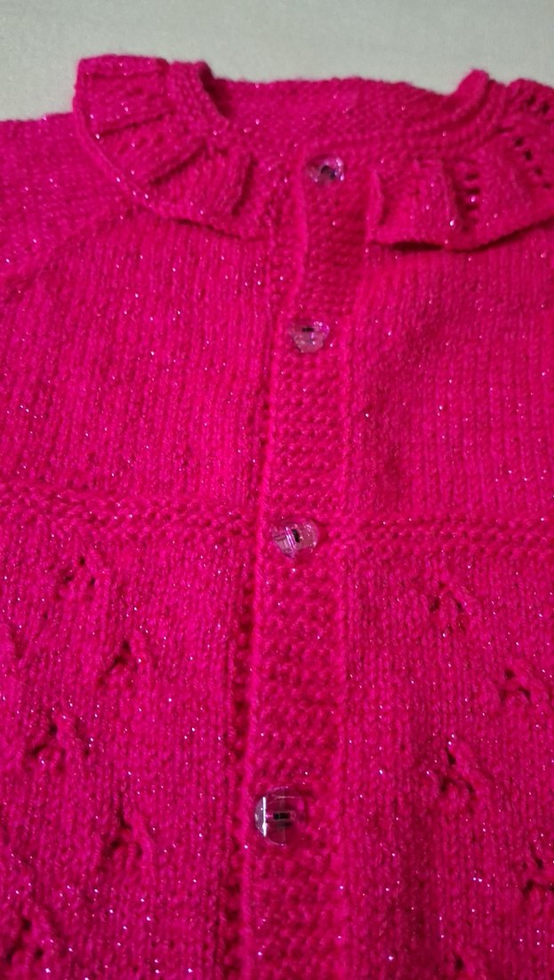 Kız Çocuk şeker Pembe Örgü Kolsuz Hırka - Görsel 2