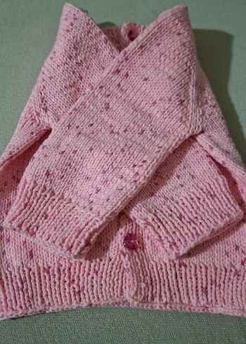 Kız Çocuk Pembe Örgü Hırka - Görsel 2