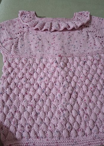 Pembe Bohem Örgü Kız Yeleği - Görsel 4