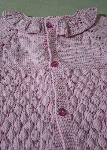 Pembe Bohem Örgü Kız Yeleği - Görsel 5