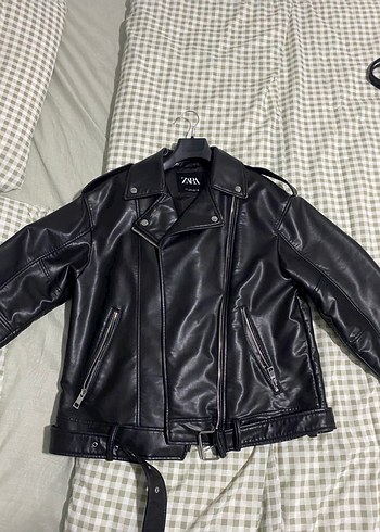 Zara Zara Siyah Deri Biker Ceket