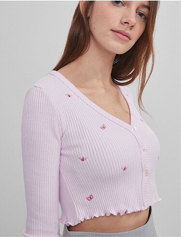 Bershka Bershka kelebekli crop hırka