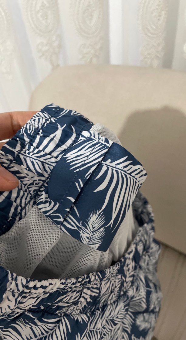 Erkek Lacivert Baskılı Mini Şort Mayo - Görsel 5