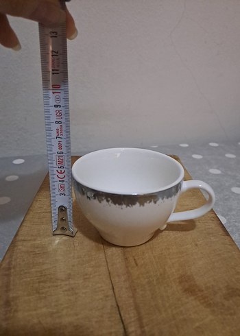 Gri Detaylı Beyaz Porselen Fincan Takımı - Görsel 6