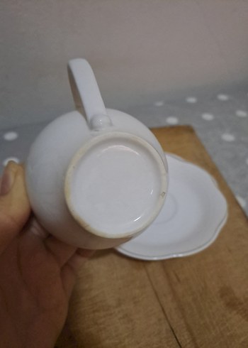 Gri Detaylı Beyaz Porselen Fincan Takımı - Görsel 4