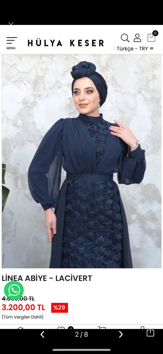 Hülya Keser Lacivert Drapeli Abiye Elbise - Görsel 2