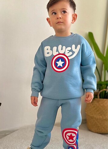 4 Yaş Beden mavi Renk Bluey 2li takım