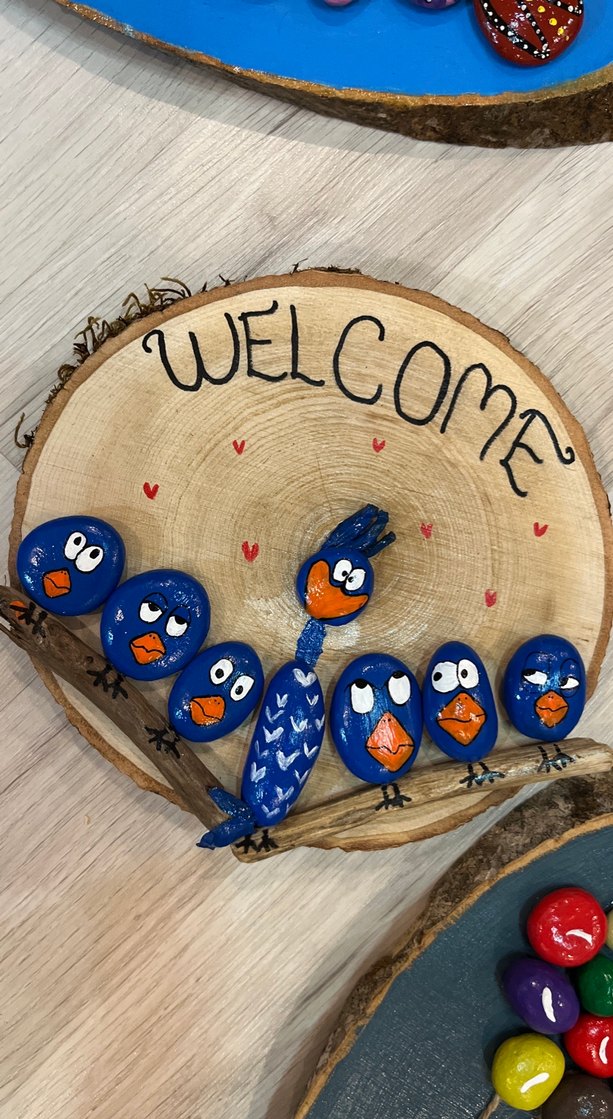 Renkli Mavi Ahşap Kuşlu Dekor - Görsel 2