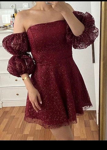 xs Beden bordo Renk After çıkış elbisesi