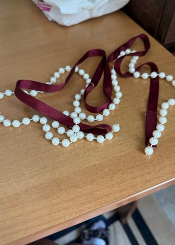 Bordo Boncuklu Uzun Bohem nişan kurdelesi