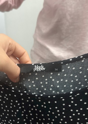 Diğer Fermuarlı Siyah Puantiyeli Hamile Bluzu
