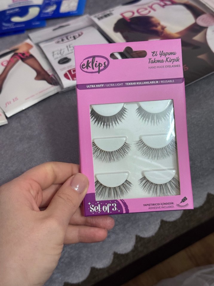 Eklips El Yapımı Ultra Hafif Takma Kirpik Seti 3'lü - Görsel 3